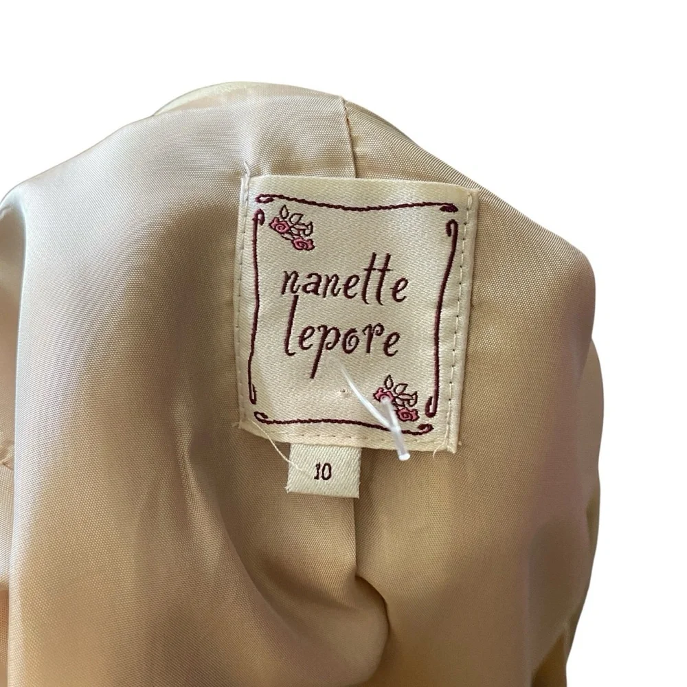 Nanette Lepore Vintage Floral Label Cream Empire Coat Jacket